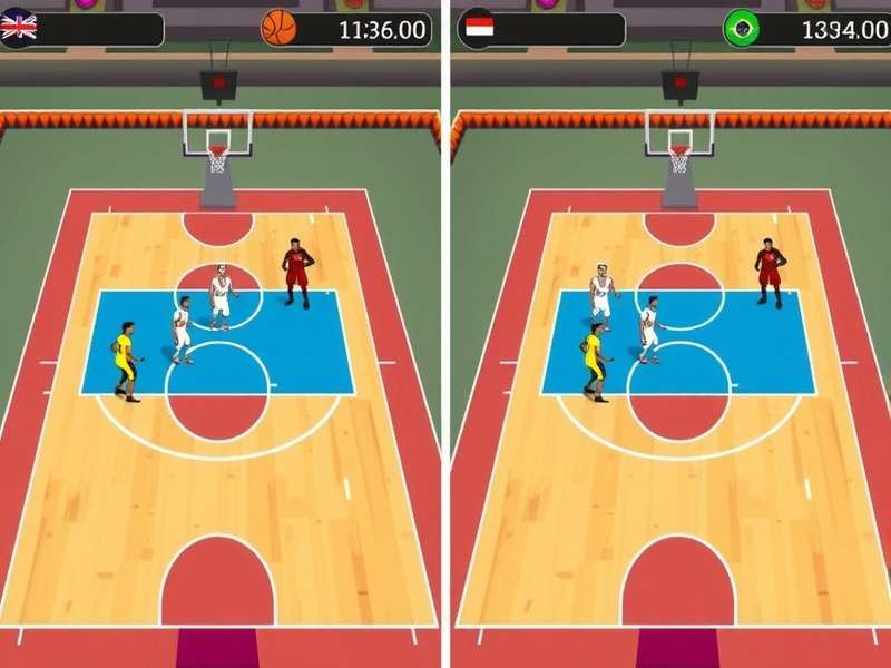 Indian Basket Royals gameplay screenshot showing customized Indian-themed basketball court